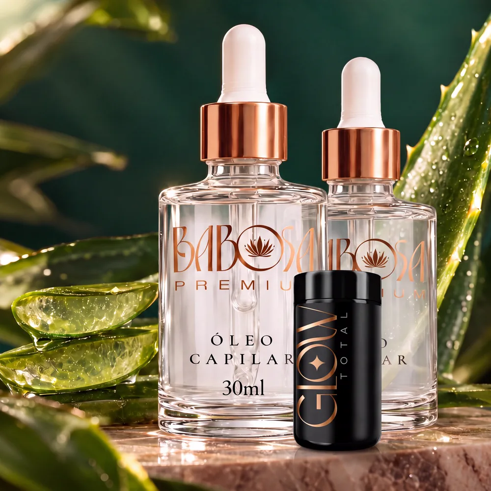Kit com 2 frascos de Babosa Premium entre folhas de babosa